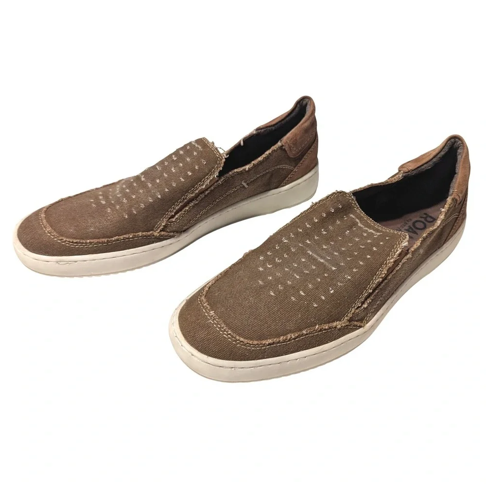 Roan by Bed Stu Kayson Mens Brown Textile Leather Slip On Sneakers Size 11